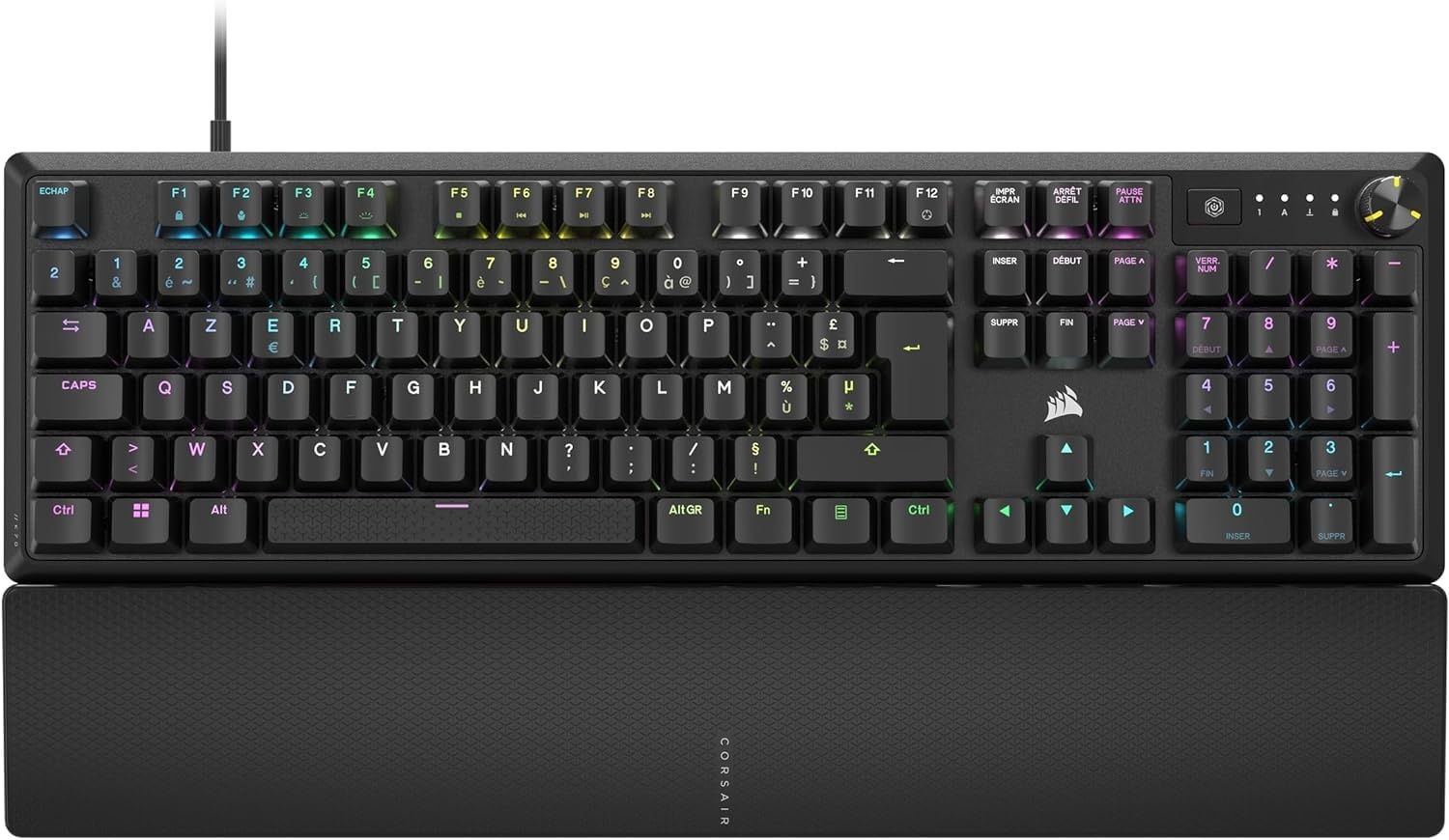 CORSAIR K70 Core RGB Mechanisch Gaming Toetsenbord met Palmsteun - Voorgesmeerde lineaire toetsen Corsair MLX Red - Geluidsdemping - Compatibel met iCUE - AZERTY FR - Zwart