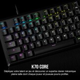 CORSAIR K70 Core RGB Mechanisch Gaming Toetsenbord met Palmsteun - Voorgesmeerde lineaire toetsen Corsair MLX Red - Geluidsdemping - Compatibel met iCUE - AZERTY FR - Zwart