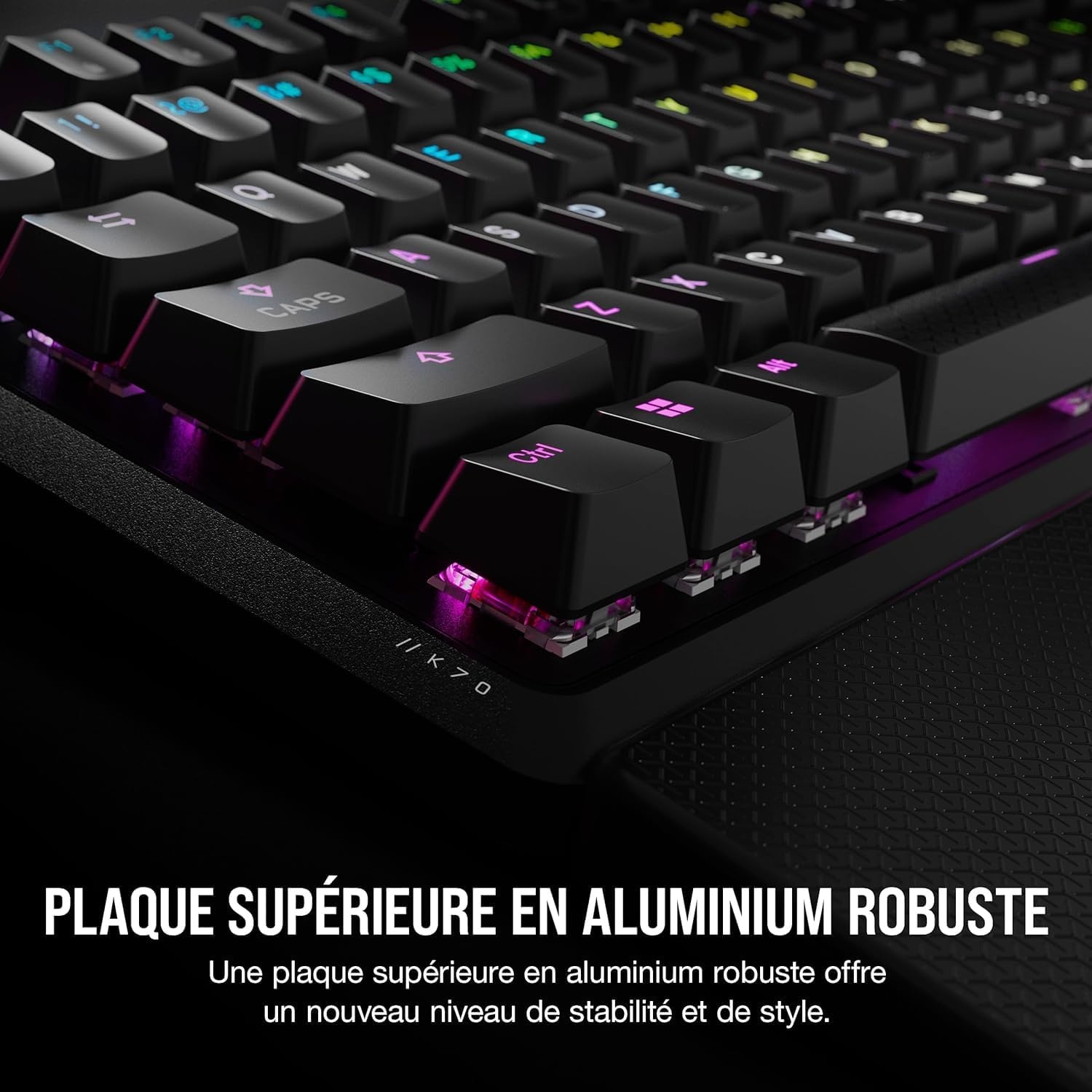 CORSAIR K70 Core RGB Mechanisch Gaming Toetsenbord met Palmsteun - Voorgesmeerde lineaire toetsen Corsair MLX Red - Geluidsdemping - Compatibel met iCUE - AZERTY FR - Zwart
