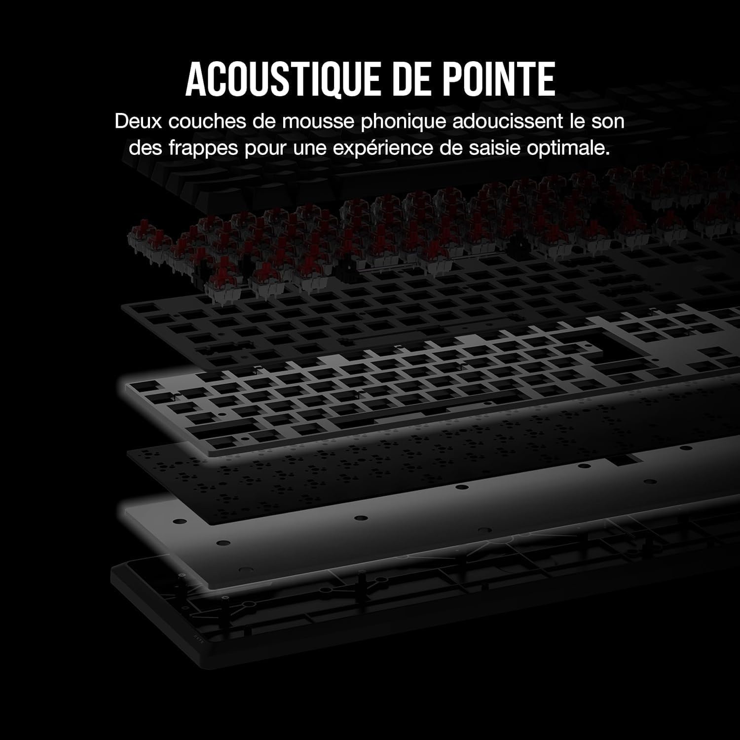 CORSAIR K70 Core RGB Mechanisch Gaming Toetsenbord met Palmsteun - Voorgesmeerde lineaire toetsen Corsair MLX Red - Geluidsdemping - Compatibel met iCUE - AZERTY FR - Zwart
