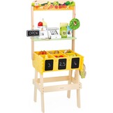 Janod J03322 - Kinderhandelaarsmarkt, imitatiespel voor kinderen, 32 accessoires, ontwikkelt verbeeldingskracht, FSC houten speelgoed, waterschilderwerk, geschikt voor kinderen vanaf 3 jaar
