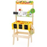 Janod J03322 - Kinderhandelaarsmarkt, imitatiespel voor kinderen, 32 accessoires, ontwikkelt verbeeldingskracht, FSC houten speelgoed, waterschilderwerk, geschikt voor kinderen vanaf 3 jaar