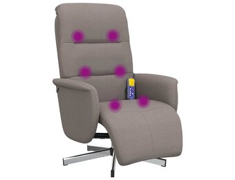 Massagestoel met voetensteun, verstelbaar, stof taupe - 52% korting