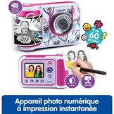 VTech - KidiZoom Print Cam Roze, Instant Print Camera, Foto, Selfie, Video, Kleurendisplay, Stickers, Filters en Grappige Effecten, Cadeau voor Kinderen vanaf 5 Jaar - Inhoud in het Frans | Digitale camera voor kinderen vanaf 5 jaar, onmiddellijke afdruk,