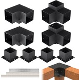 VEVOR Pergola Bracket Kit 6''x6'', 8pcs (4pcs 3-Way,4pcs Base) Heavy Duty Corner Bracket Woodworks DIY Post Base Kit, Easy Installation Wooden Beams for Gazebos, Patio Pergolas, Log Cabin Outdoor