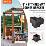 VEVOR Pergola Bracket Kit 6''x6'', 8pcs (4pcs 3-Way,4pcs Base) Heavy Duty Corner Bracket Woodworks DIY Post Base Kit, Easy Installation Wooden Beams for Gazebos, Patio Pergolas, Log Cabin Outdoor