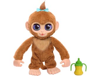 Just Play Pluche interactieve aap Peanut Furreal, pluche aap, 38 cm hoog met geluidsfuncties, speelgoed voor kinderen vanaf 4 jaar