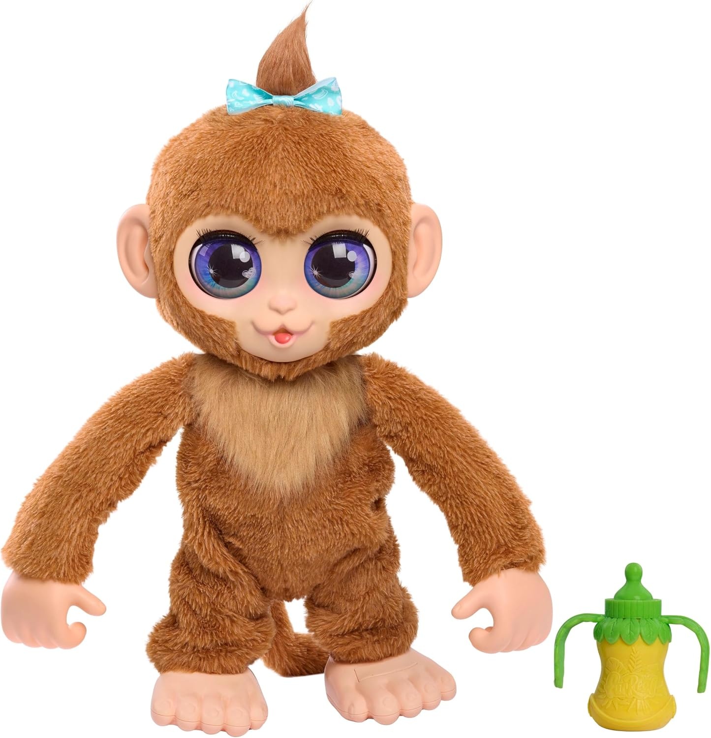 Just Play Pluche interactieve aap Peanut Furreal, pluche aap, 38 cm hoog met geluidsfuncties, speelgoed voor kinderen vanaf 4 jaar