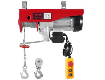 VEVOR Elektrische katrol met dubbele kabel, max. belasting 1200 kg, kabelafstandsbediening 4,2 m, hefhoogte enkele kabel 12 m, katrol noodstop, hefbrug voor garage, magazijn, fabriek