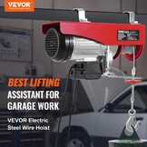 VEVOR Elektrische katrol met dubbele kabel, max. belasting 1200 kg, kabelafstandsbediening 4,2 m, hefhoogte enkele kabel 12 m, katrol noodstop, hefbrug voor garage, magazijn, fabriek