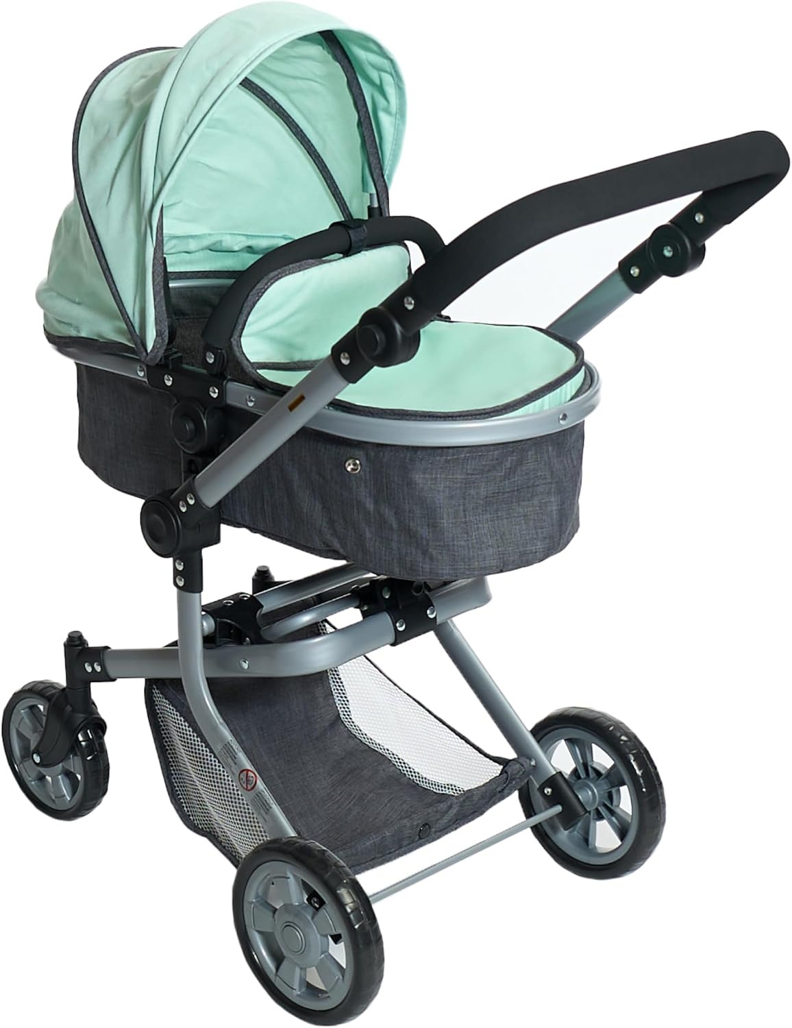 Bayer Chic 2000® 2in1 Puppenwagen Mika – Jeans Pink – faltbar – höhenverstellbarer Griff 47-80 cm – modernes Gestell – Puppen bis 52 cm – 4-8 J.
