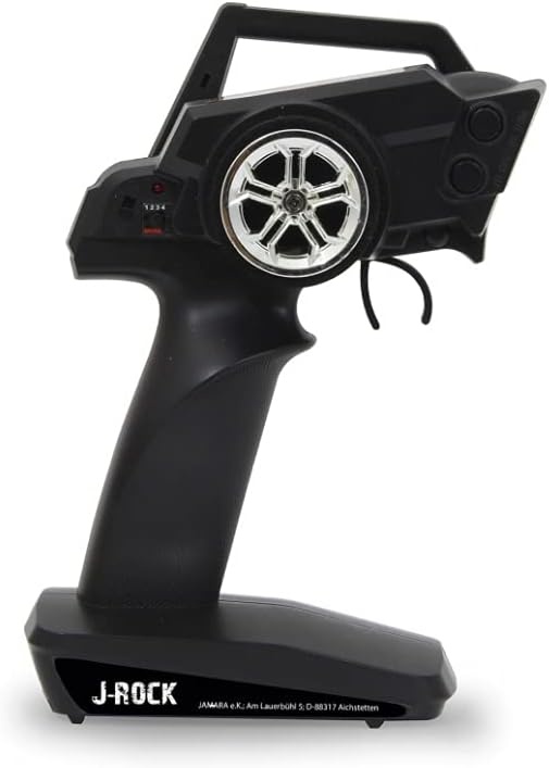 Jamara 410113 410113-J-Rock Crawler 4WD 1:10 Li-Ion 2,4 GHz - rubberen banden, verstelbare baan, 2 aandrijfmotoren, extreme oprijindex voor hellingen, zeer hoge bodemvrijheid
