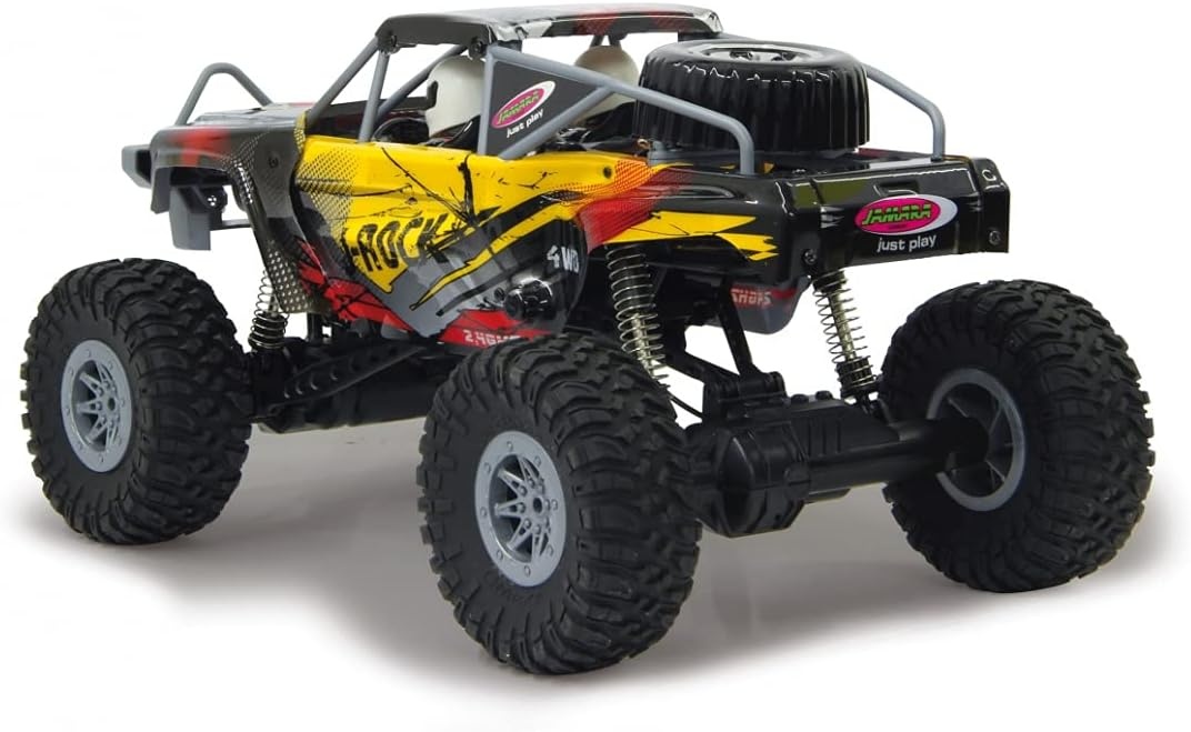Jamara 410113 410113-J-Rock Crawler 4WD 1:10 Li-Ion 2,4 GHz - rubberen banden, verstelbare baan, 2 aandrijfmotoren, extreme oprijindex voor hellingen, zeer hoge bodemvrijheid