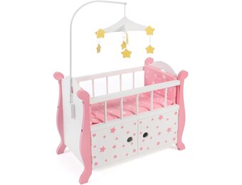 Poppenbed met Hemel, Sterren Roze | Tot 46 cm Poppen | 59% Korting