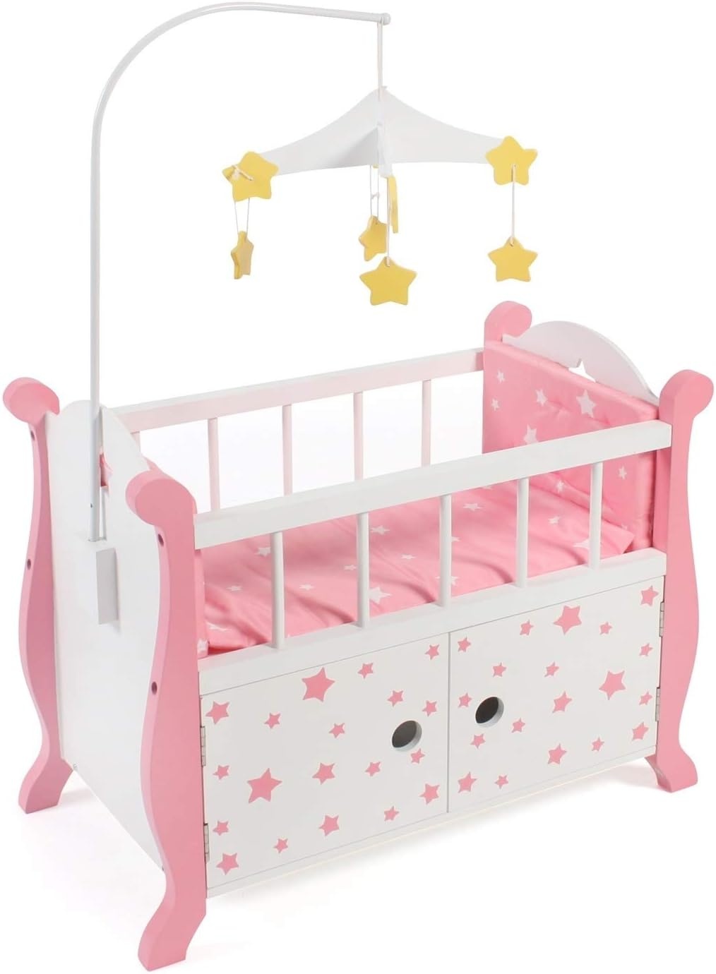 Poppenbed met Hemel, Sterren Roze | Tot 46 cm Poppen | 59% Korting