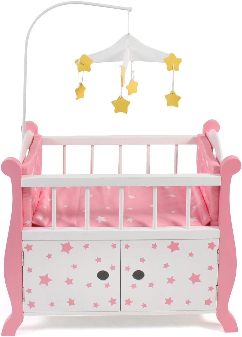 Poppenbed met Hemel, Sterren Roze | Tot 46 cm Poppen | 59% Korting