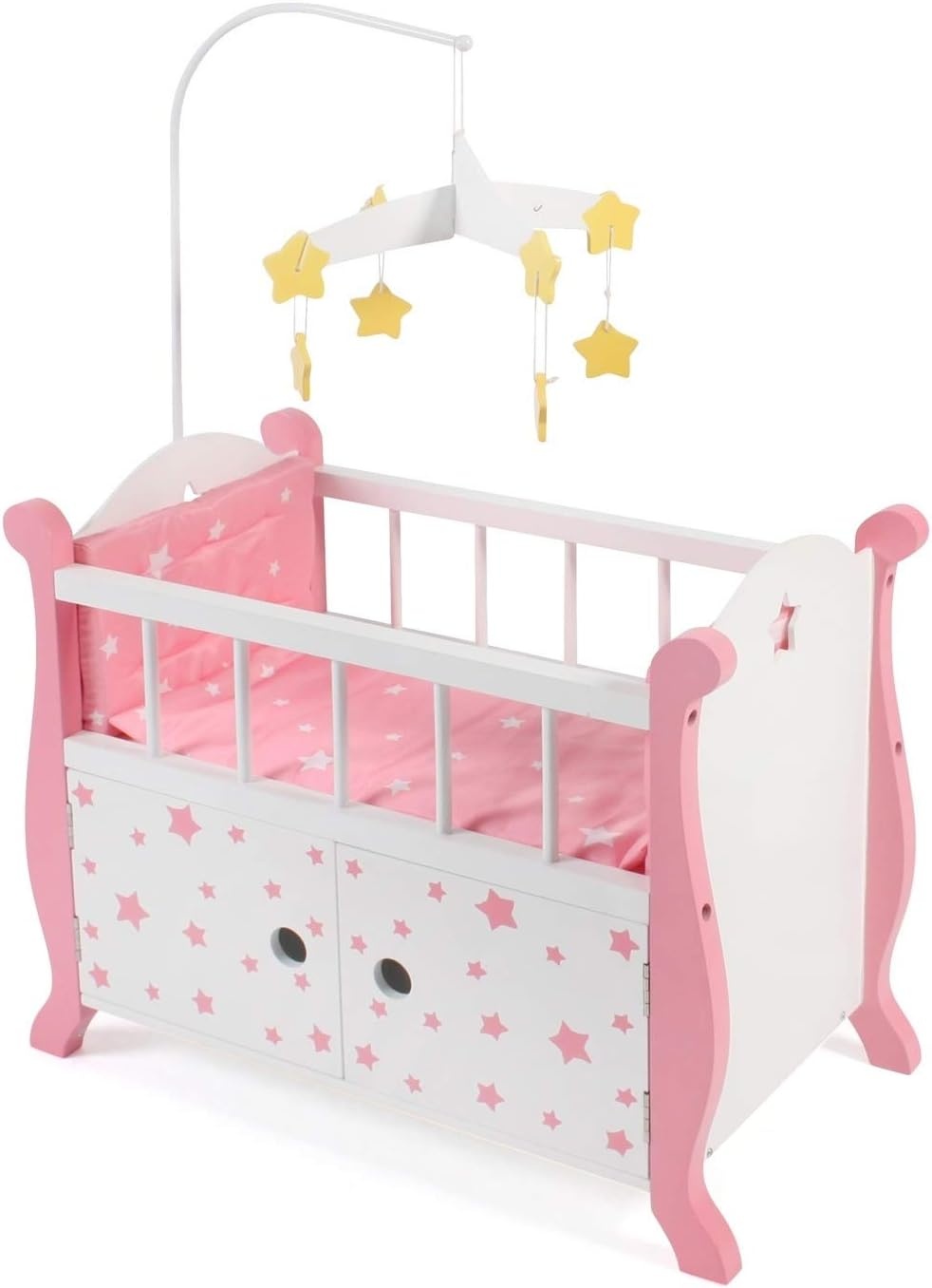 Poppenbed met Hemel, Sterren Roze | Tot 46 cm Poppen | 59% Korting
