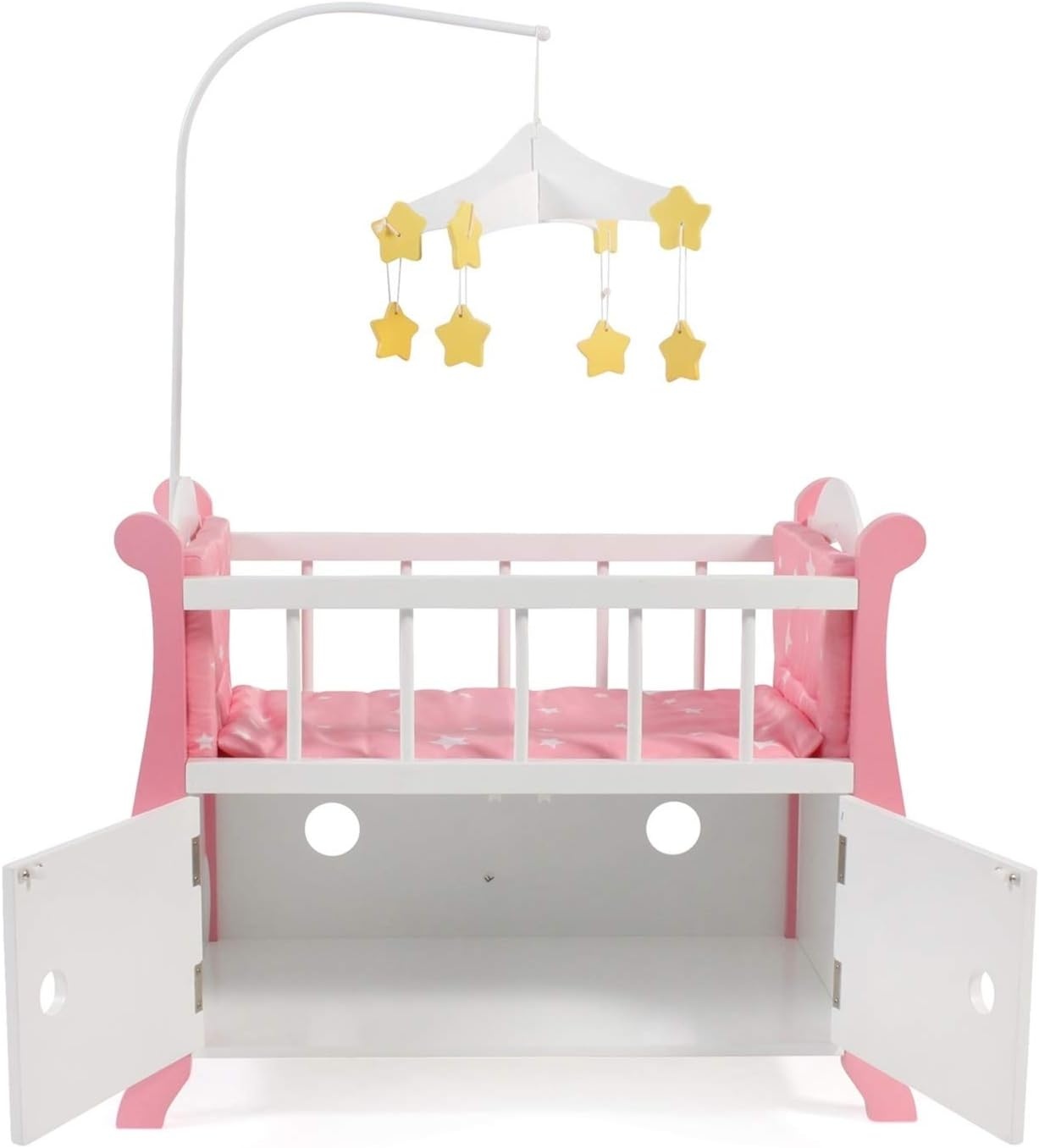 Poppenbed met Hemel, Sterren Roze | Tot 46 cm Poppen | 59% Korting