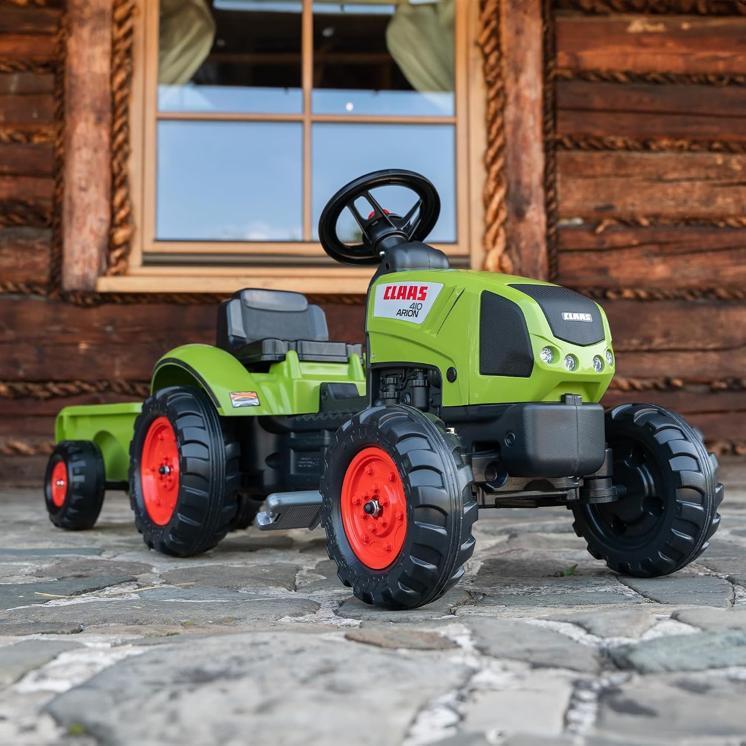 Pedaaltractor Claas Arion 410 Replica met Aanhanger & Claxon (Groen) - 59% Korting