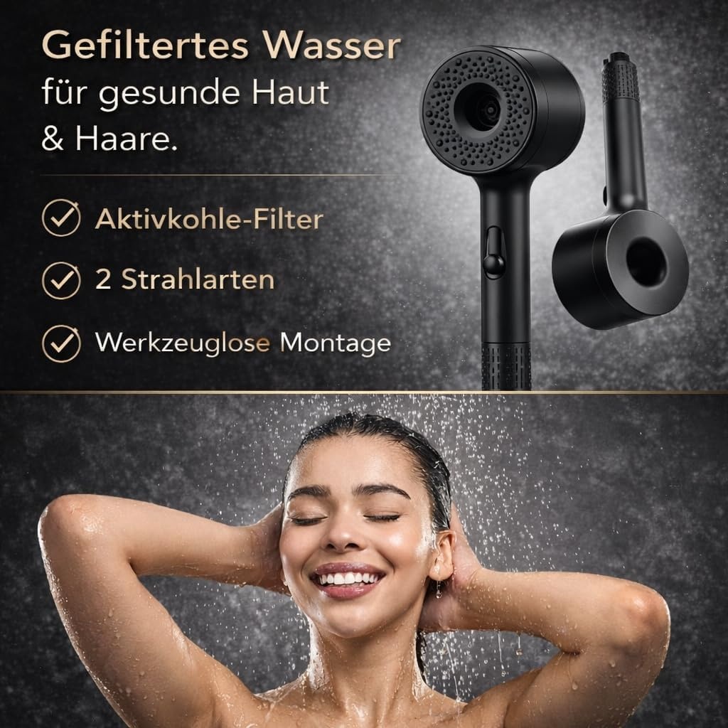 Douchekop met filter - 2 standen, chloorverwijdering, 53% korting