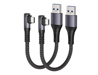 Haakse USB-A naar USB-C Kabel 20 cm - 10 Gbps, 3.1A Snel Opladen - 29% Korting