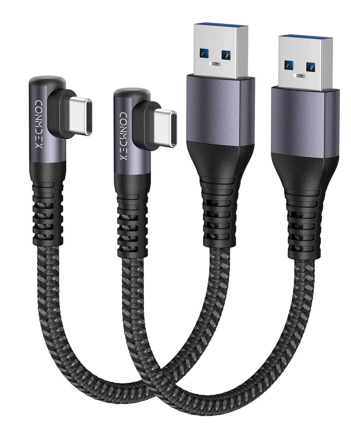 Haakse USB-A naar USB-C Kabel 20 cm - 10 Gbps, 3.1A Snel Opladen - 29% Korting