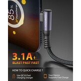 Haakse USB-A naar USB-C Kabel 20 cm - 10 Gbps, 3.1A Snel Opladen - 29% Korting