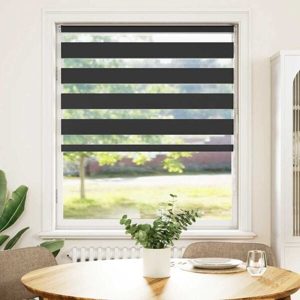 Zebra rolgordijn 115x150 cm Zwart - 76% Korting