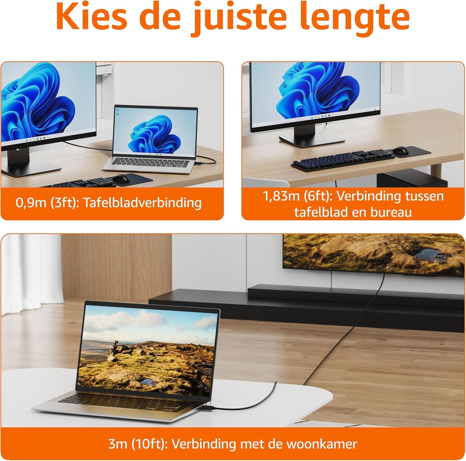 DisplayPort naar HDMI kabel 3m Zwart | 59% Korting