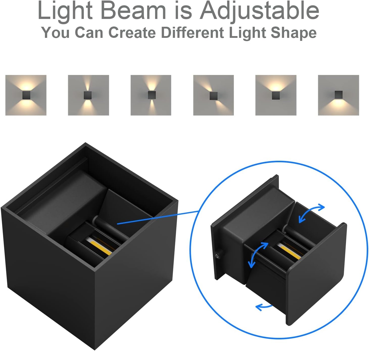 Set van 8 LED Wandlampen 12W Warmwit IP65 Zwart Aluminium (43% Korting)