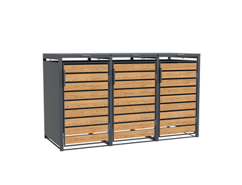 Container Ombouw voor 3 Kliko's - Houtlook Antraciet - 40% Korting!