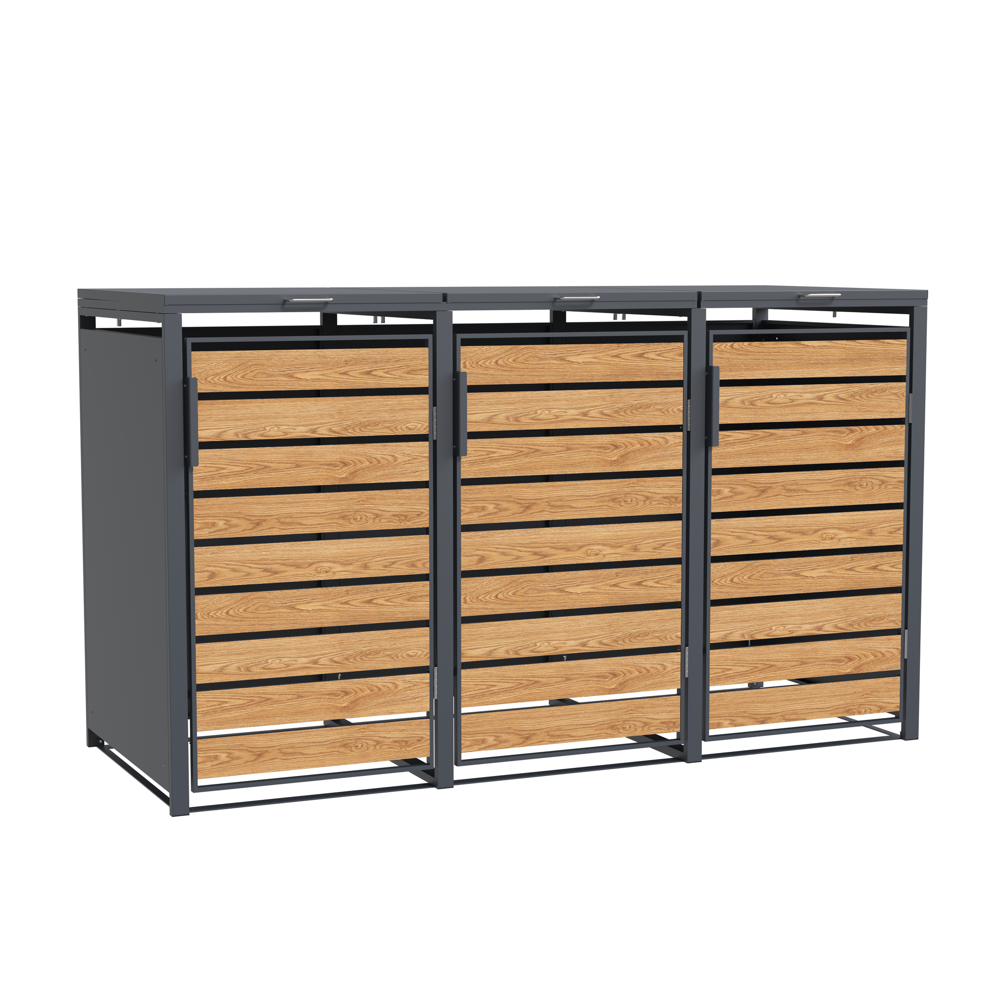 Container Ombouw voor 3 Kliko's - Houtlook Antraciet - 40% Korting!