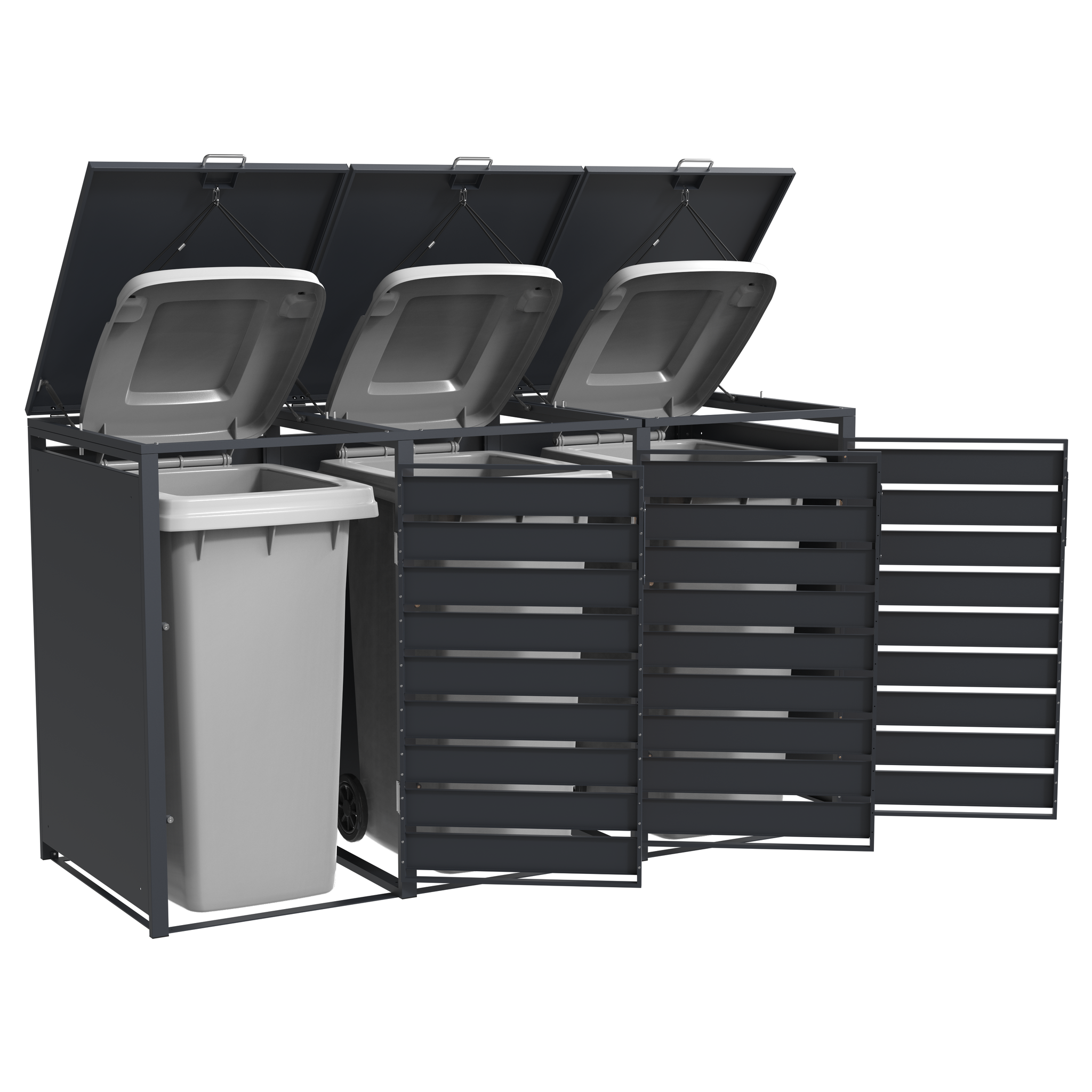 Container Ombouw voor 3 Kliko's - Houtlook Antraciet - 40% Korting!