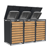 Container Ombouw voor 3 Kliko's - Houtlook Antraciet - 40% Korting!