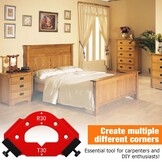 Freessjabloon bovenfrees 3-in-1 voor R-hoeken & T-hoeken | Positioneringssjabloon R30 aluminium voor metaalbewerking