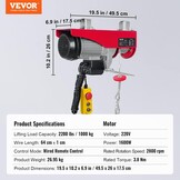 Elektrische Lier 1000 kg - 1600W - 12m Hefhoogte - 35% Korting
