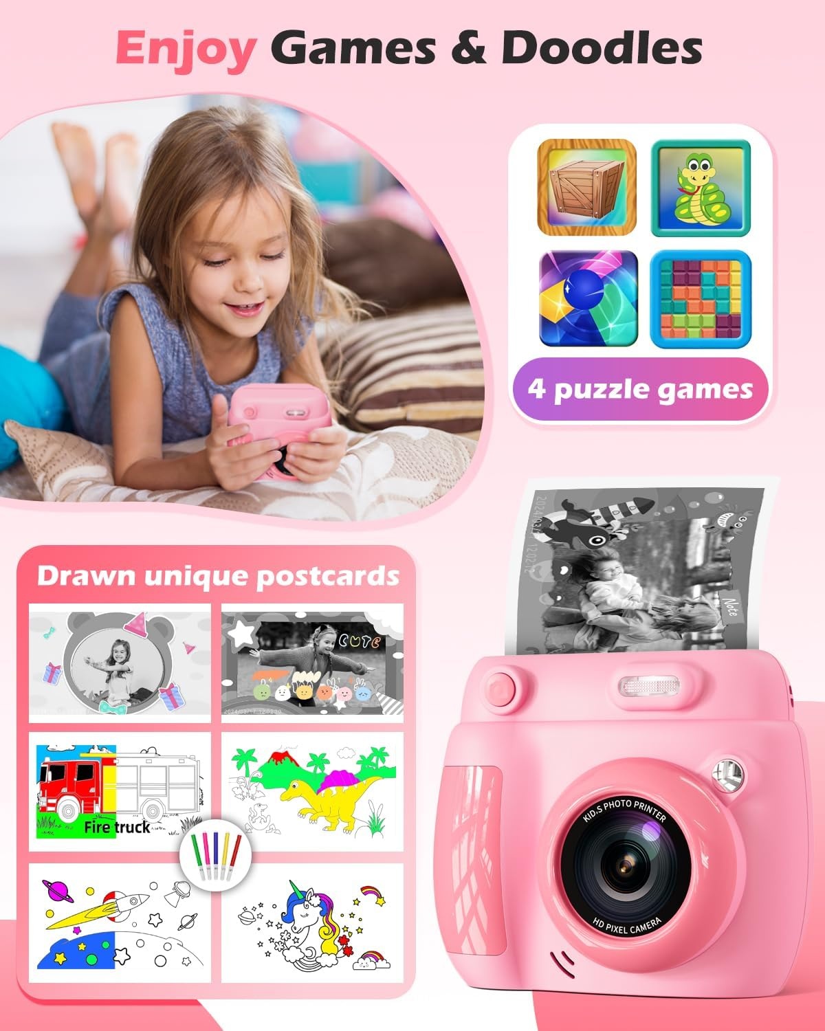 Direct Print Kinder Camera - 1080p HD, 20MP, 2.4" Scherm - 34% Korting