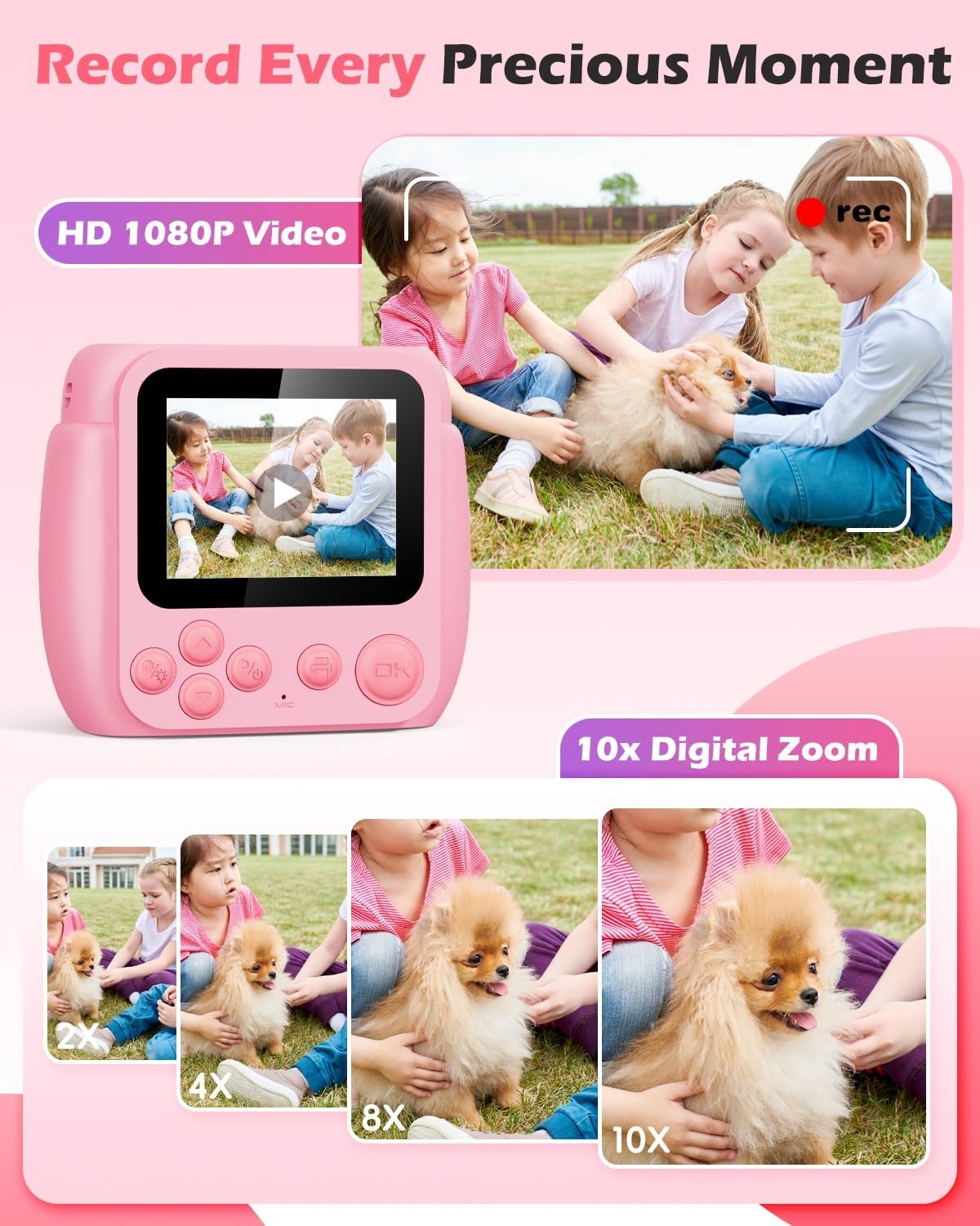 Direct Print Kinder Camera - 1080p HD, 20MP, 2.4" Scherm - 34% Korting