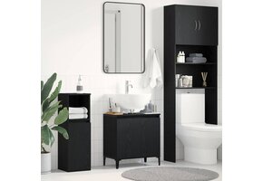 Badkamertenkast Zwart Eiken 58x60 cm - 34% Korting