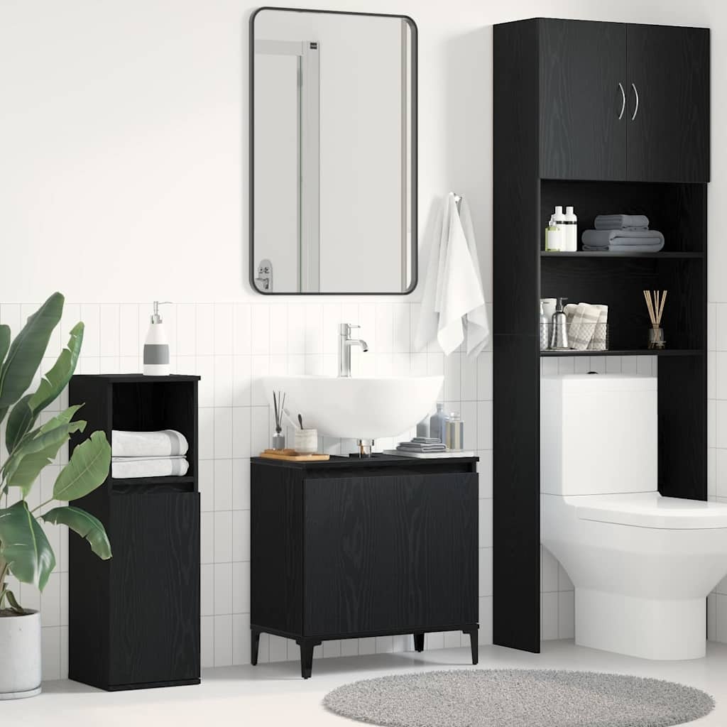 Badkamertenkast Zwart Eiken 58x60 cm - 34% Korting