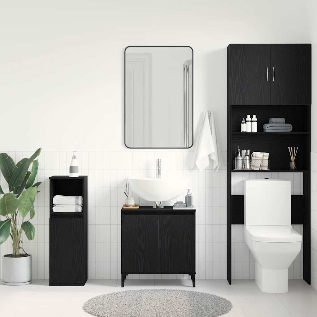 Badkamertenkast Zwart Eiken 58x60 cm - 34% Korting