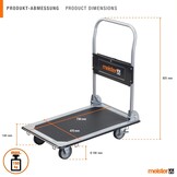 Inklapbare Platformwagen - 300kg - Zwarte Staal - Met Parkeerrem - 34% Korting