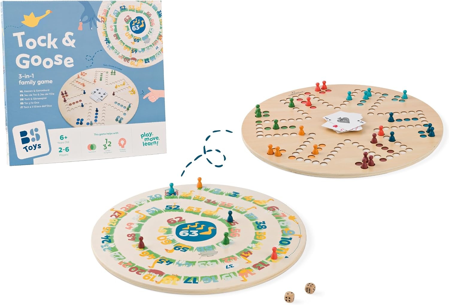 3-in-1 Bordspel: Tock, Ganzenbord & Ludo met 33% Korting