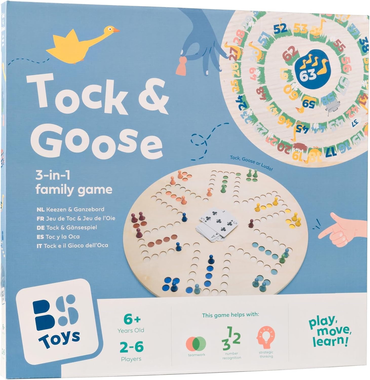 3-in-1 Bordspel: Tock, Ganzenbord & Ludo met 33% Korting