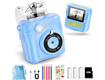 Kinder Instant Camera 1080p - 16x Zoom - Met Opbergtas & 3 Printrollen - 33% Korting