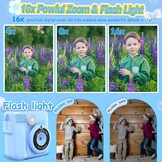 Kinder Instant Camera 1080p - 16x Zoom - Met Opbergtas & 3 Printrollen - 33% Korting