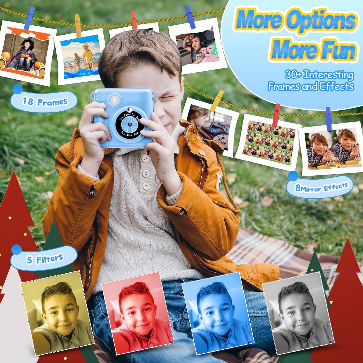 Kinder Instant Camera 1080p - 16x Zoom - Met Opbergtas & 3 Printrollen - 33% Korting