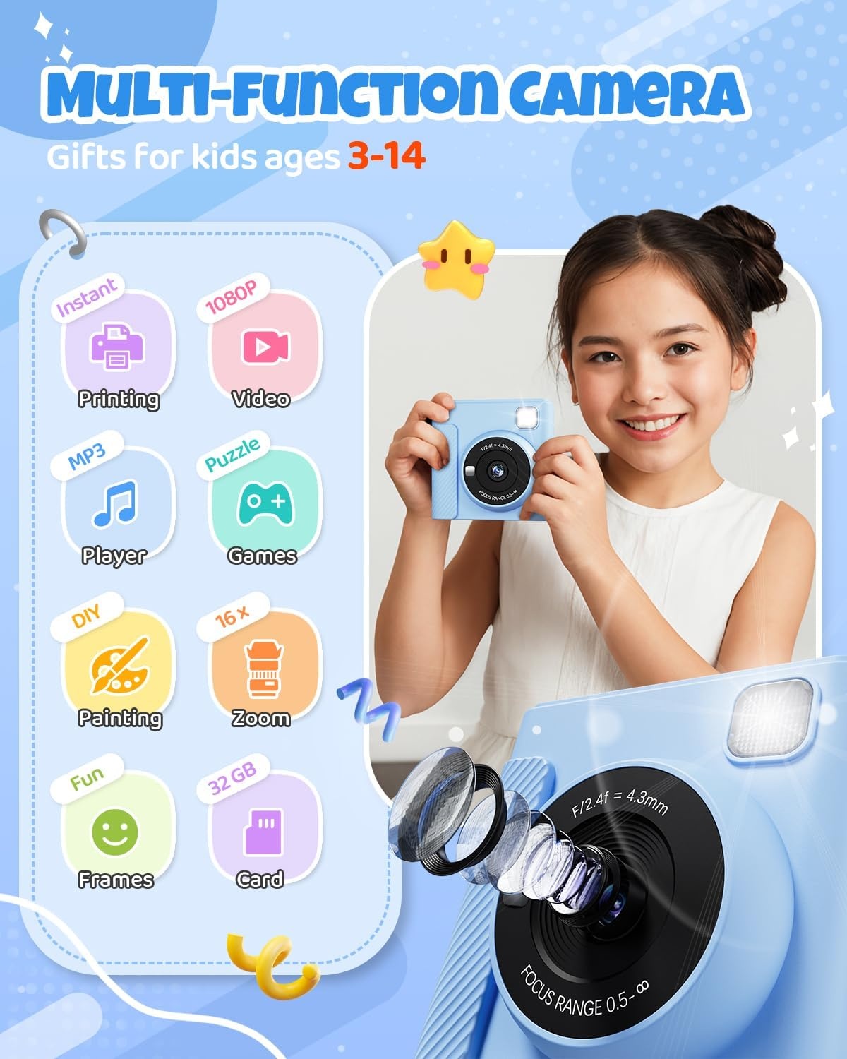 Kinder Direct Print Camera Blauw | 34% Korting