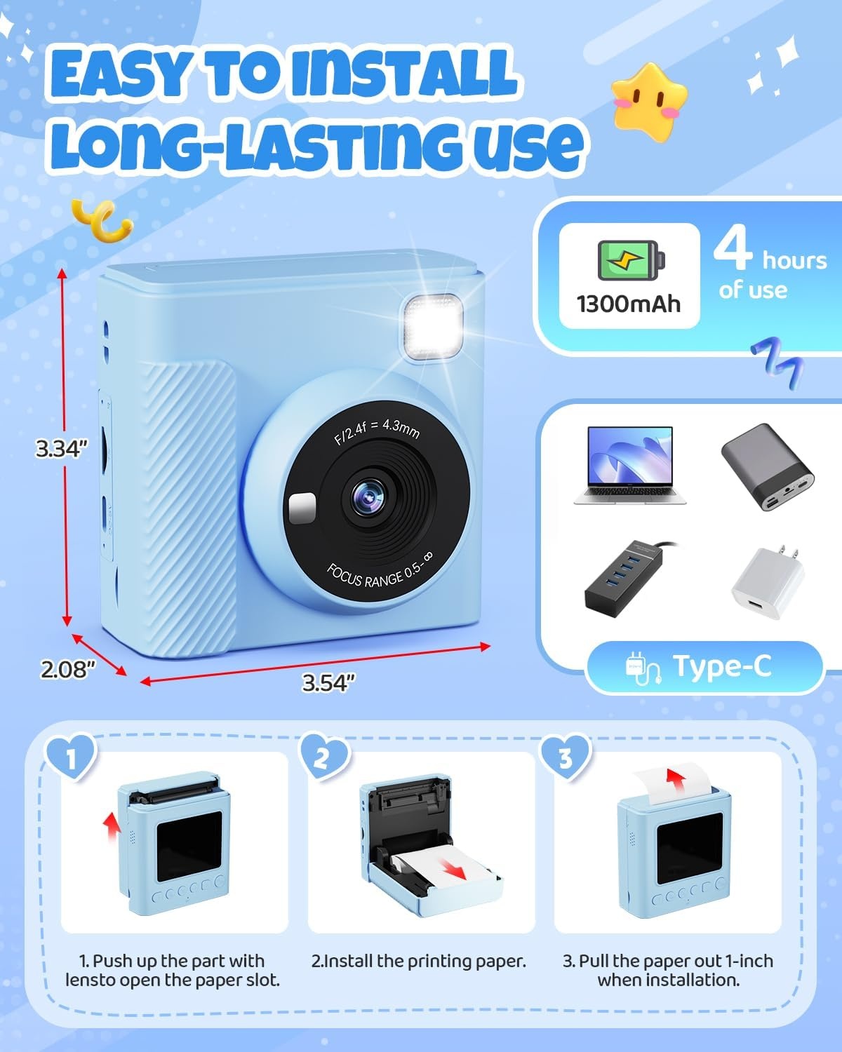 Kinder Direct Print Camera Blauw | 34% Korting