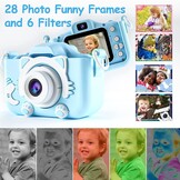 Blauwe Kindercamera met 2" HD Scherm, 1080p Video & Spelletjes - 33% Korting
